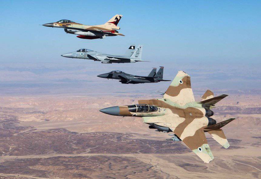 Caças F-15I, F-15C e F-16C da Força Aérea de Israel e F-15E dos Estados Unidos. Foto: IDF-AF.