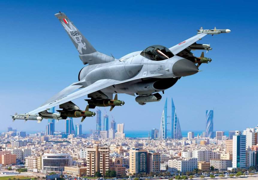 Projeção artística de um F-16V da Força Aérea Real do Bahrein