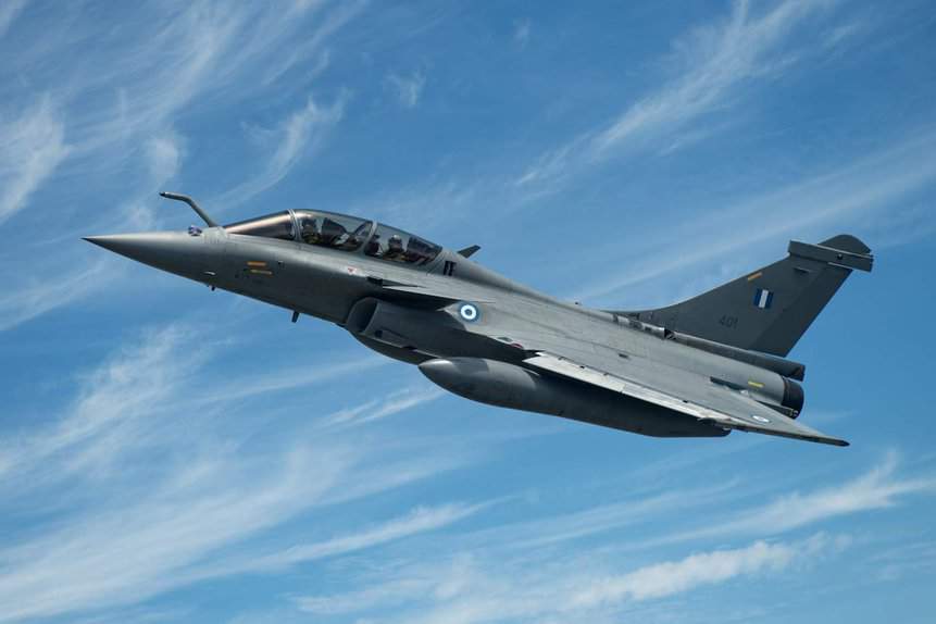 Caça Dassault Rafale da Força Aérea Helênica. A Grécia adquiriu 24 Rafales, novos e de segunda mão. Foto: Dassault.