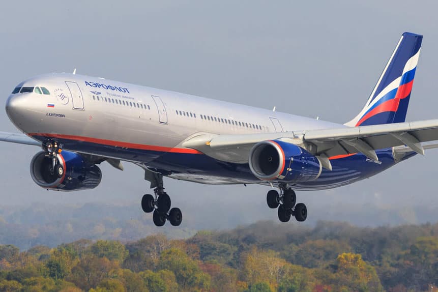 A330 Aeroflot Rússia Companhia russa Entretenimento de Bordo Sanções