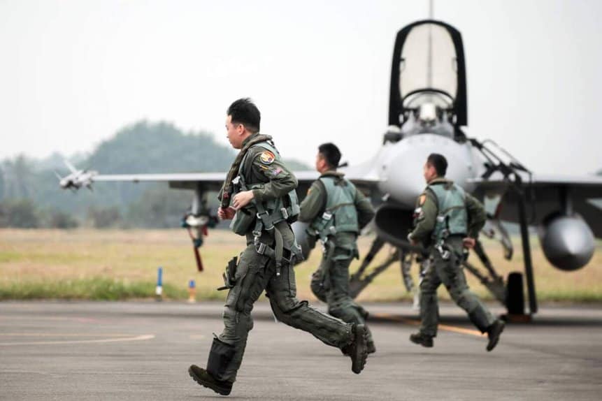 Caça aviões de caça Taiwan ROCAF pilotos