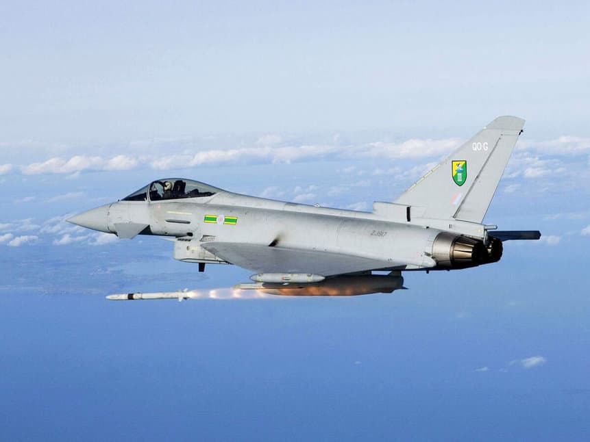 RAF Eurofighter Typhoon fighter firing an ASRAAM air-to-air missile