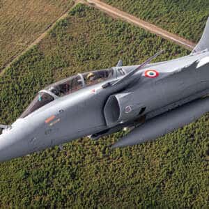 Caça Dassault Rafale da Força Aérea da Índia.