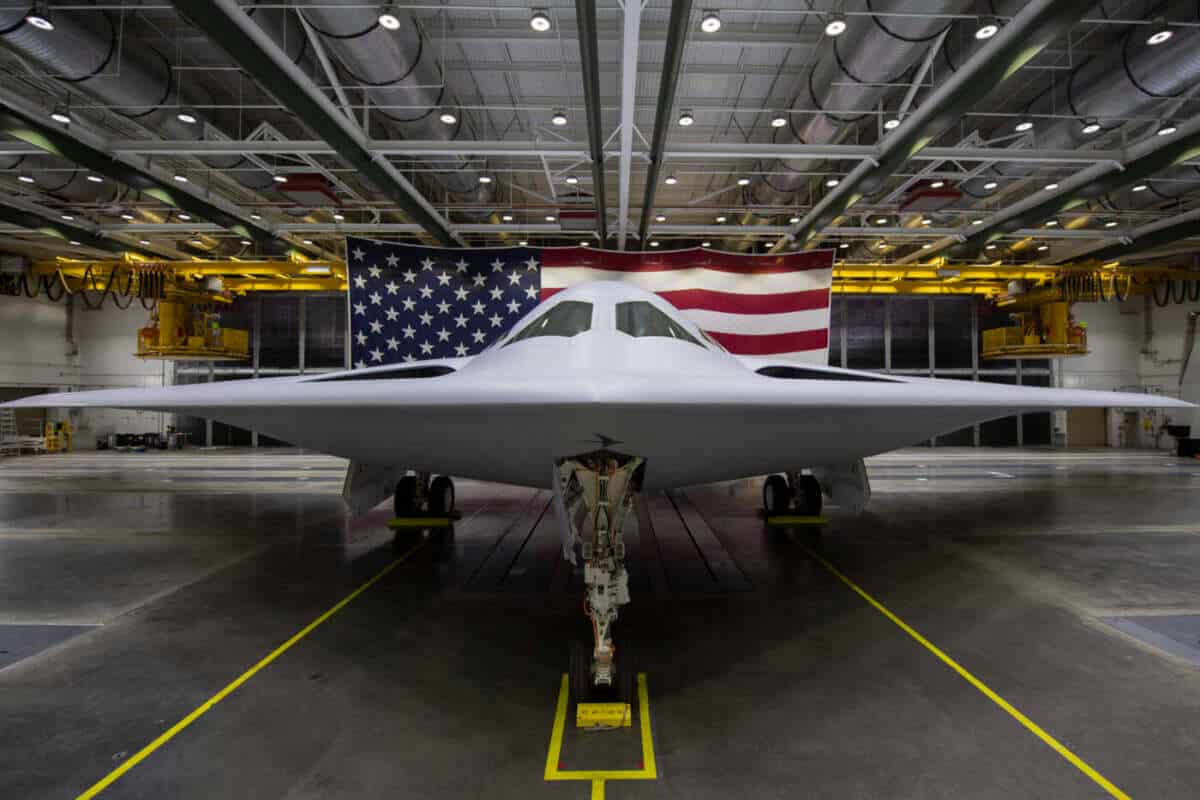 Northrop Grumman B-21 Raider stealth bomber unveiled to the public.