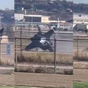 Imagens mostram o momento em que o F-35 cai durante um voo de testes nos Estados Unidos. Acidente F-35B
