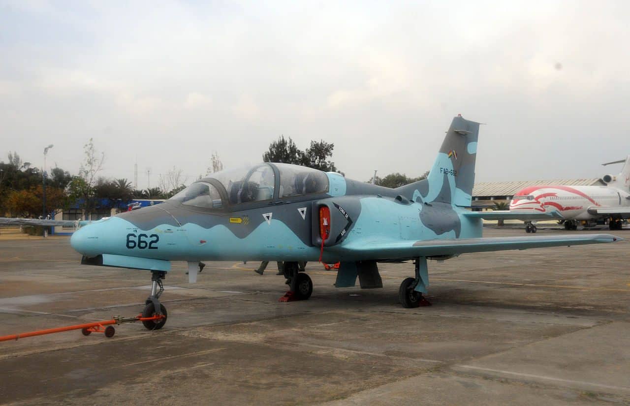 Hongdu K-8 Karakorum training and light attack jet from Bolivia.