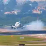 Avião aeroporto de Guarulhos parte da asa Winglet pouso Boliviana Aviacion