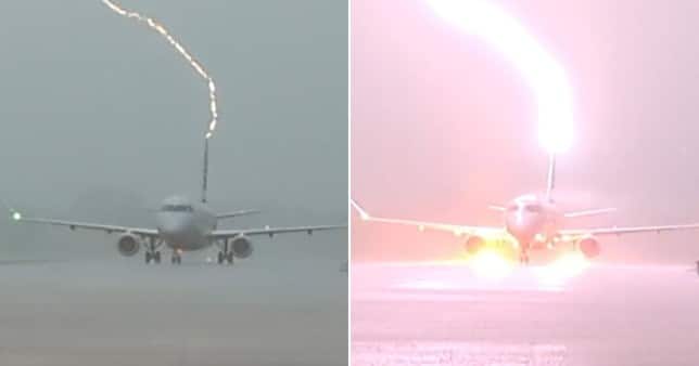 Vídeo mostra um Embraer E175 da American Eangle no Aeroporto de Arkansas sendo atingido por um raio