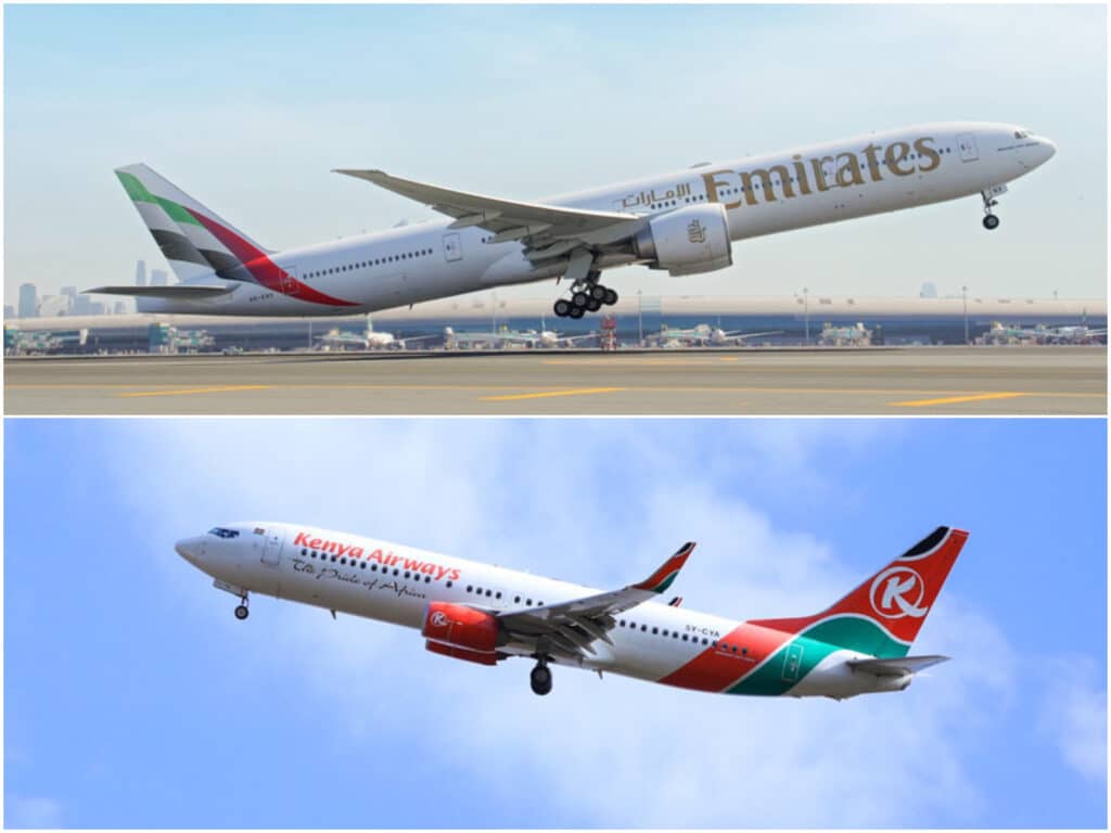 Emirates Kenya Airways voos compartilhados interline