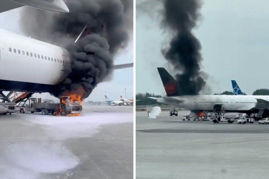 Um Airbus A330 da AIr Canada quase foi incendiado após um caminhão de água pegar fogo no aeroporto de Montreal