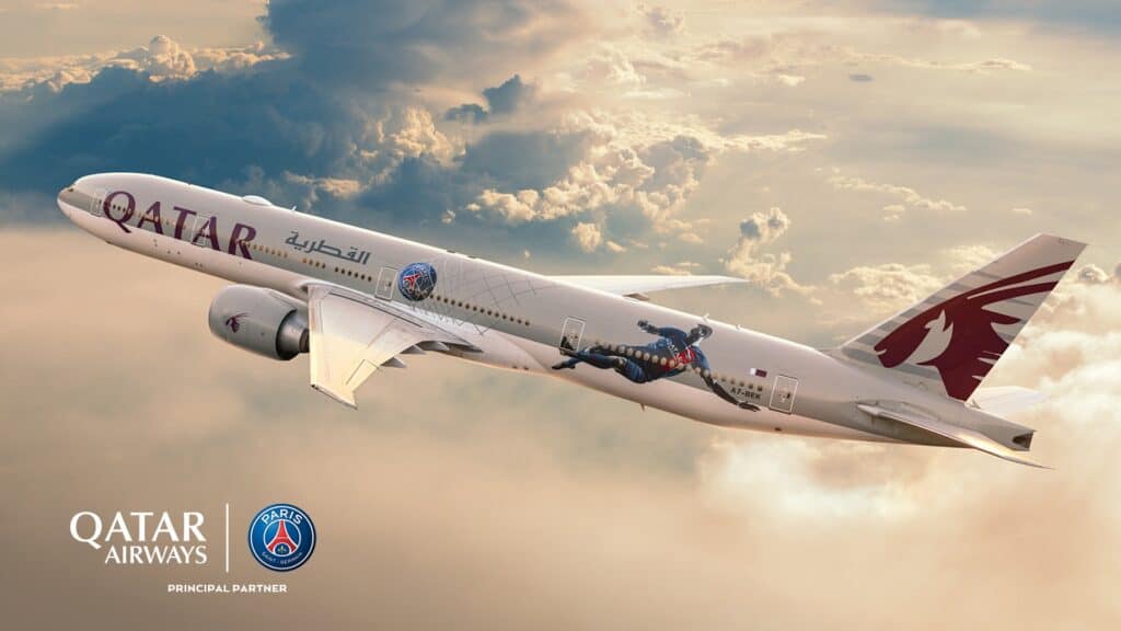 Qatar Airways PSG aeronaves Boeing 777 adesiva