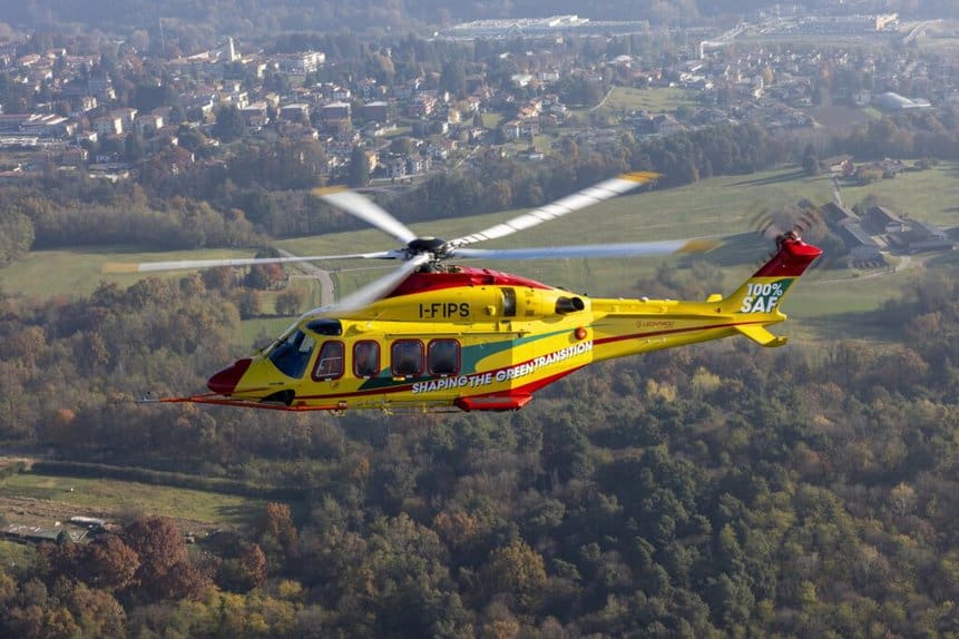 Leonardo y Pratt & Whitney Canadá realizan el primer vuelo 100% SAF con el helicóptero AW139 propulsado por PT6C-67C
