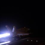 Caças F/A-18 Super Hornet da Marinha dos EUA atacaram alvos dos rebeldes Houthis no Iêmen. Foto: Marinha dos EUA/Divulgação.