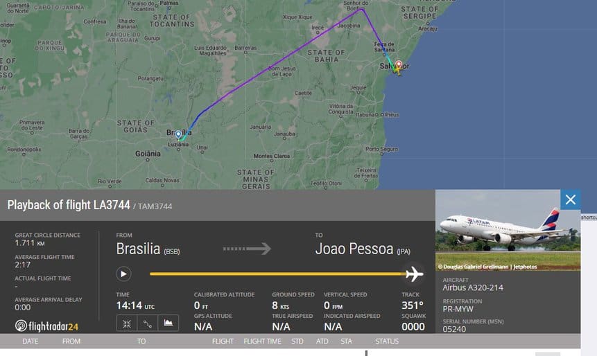 LATAM plane Salvador João crew Pilot flight diverted