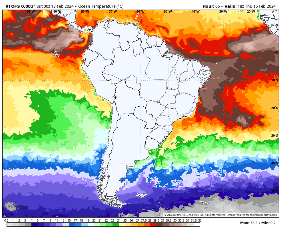 Temperatura da superfície do mar alta, favorece furacão no Brasil