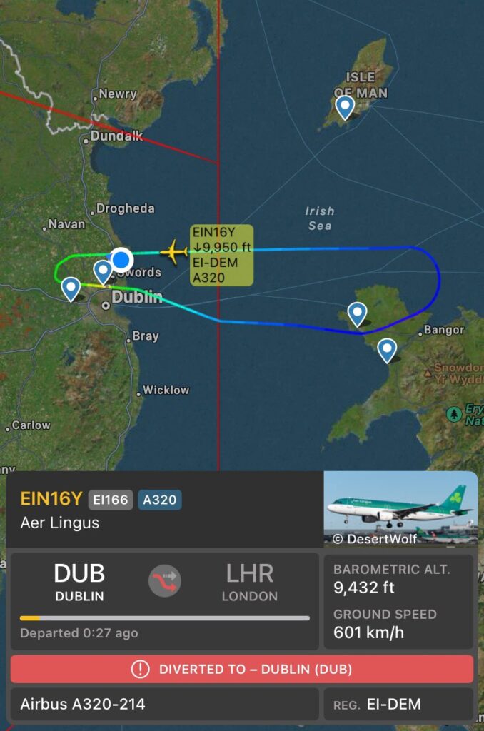 Aer Lingus tripulação intoxicada fumaça voo Dublin