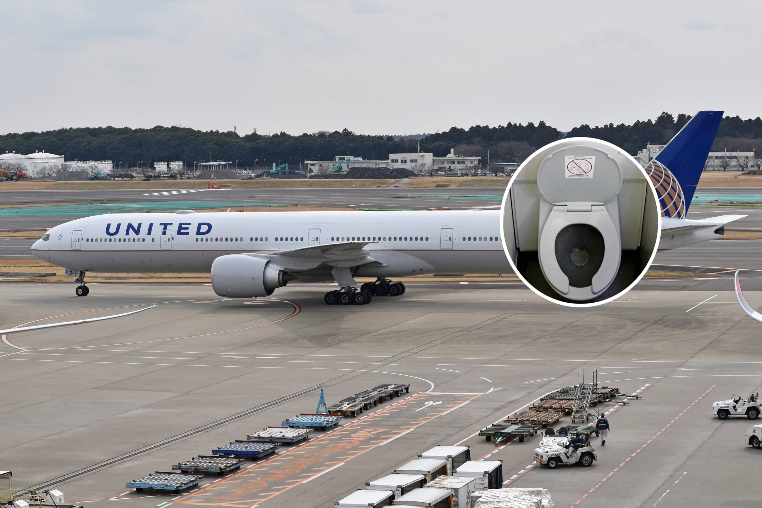 United Airlines Riool badkamer toilet vlucht Duitsland San Francisco Vlucht